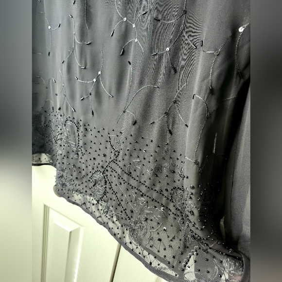 Cleo black Sheer beaded blouse, Bohemian beaded blouse, Size M - Picture 8 of 15